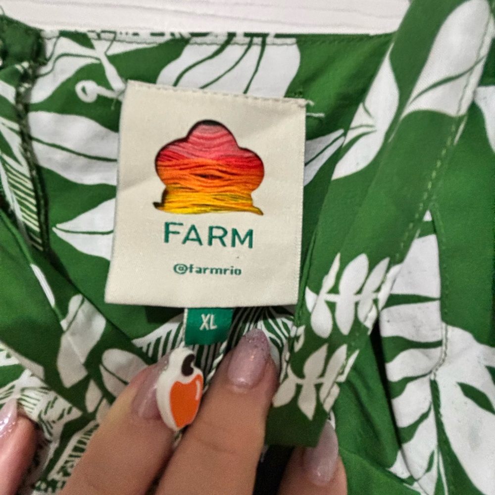 NWT Farm Rio Green and White Botanical Tiered Maxi Dress - Picture 2 of 7